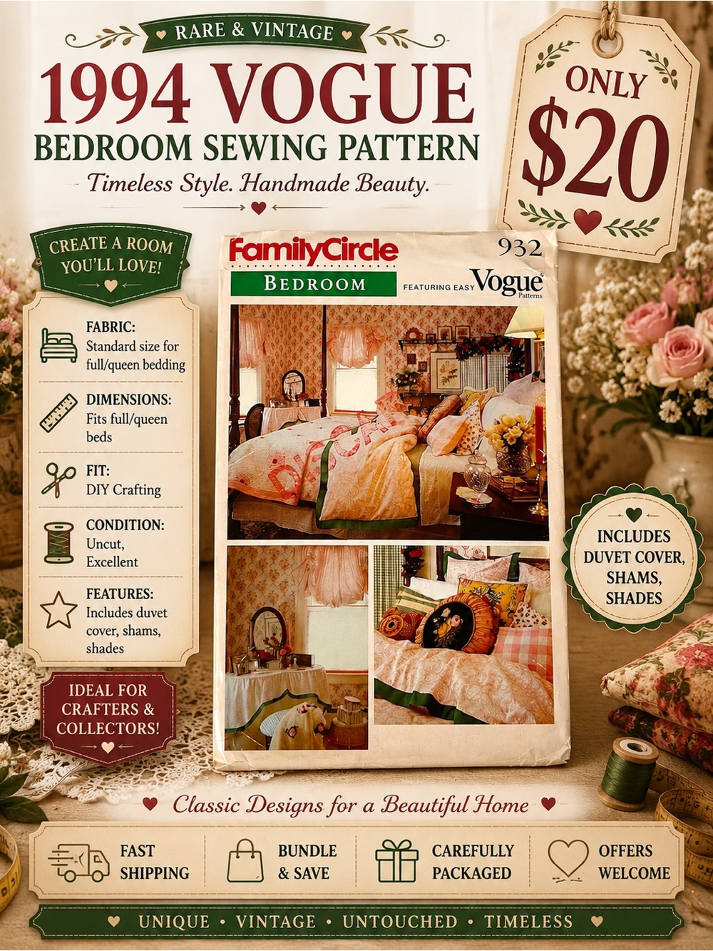 Vintage 1994 Vogue Uncut Sewing Pattern Set